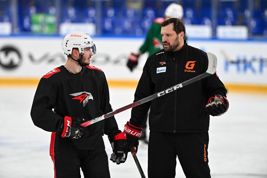 Раскатка «Авангарда» перед матчем в Нижнекамске