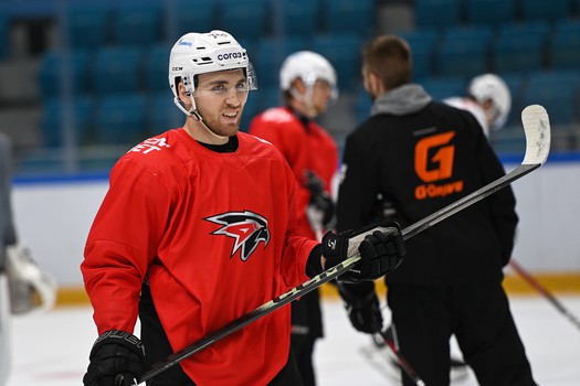 Тренировка «Авангарда» перед матчем в Астане