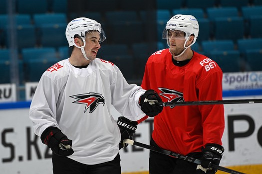 Тренировка «Авангарда» перед матчем в Астане