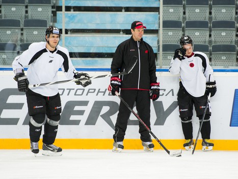 Андрей Яковенко и Юрий Панов на тренировке "Авангарда"