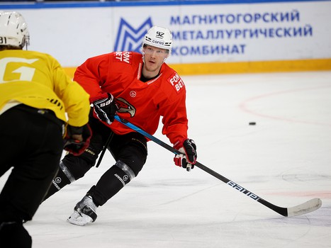 Тренировка «Авангарда» перед матчем в Магнитогорске