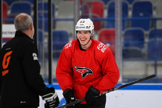 Тренировка «Авангарда» перед матчем в Нижнекамске