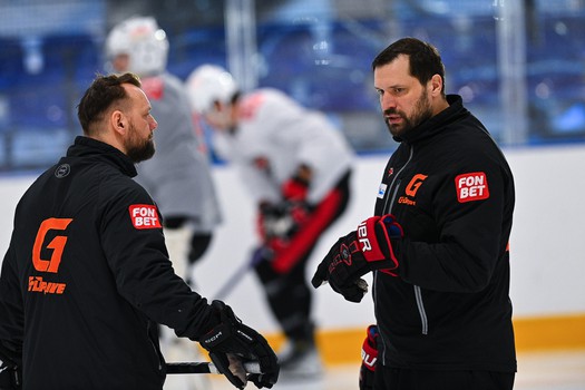 Раскатка «Авангарда» перед матчем в Новосибирске