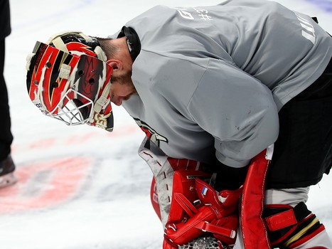 Тренировка «Авангарда» перед матчем в Уфе