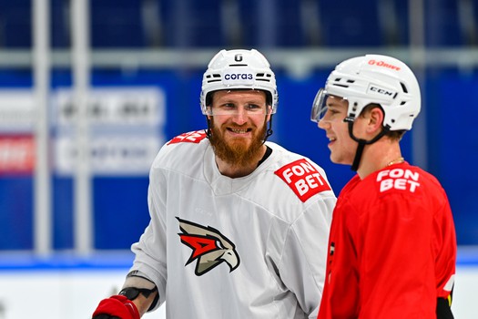 Раскатка «Авангарда» перед матчем в Уфе