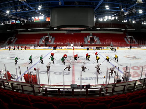 Тренировка «Авангарда» перед матчем в Екатеринбурге