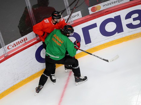 Раскатка «Авангарда» перед матчем с рижским «Динамо»