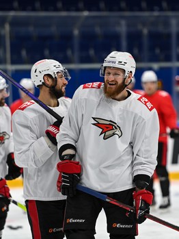 Раскатка «Авангарда» перед матчем в Уфе