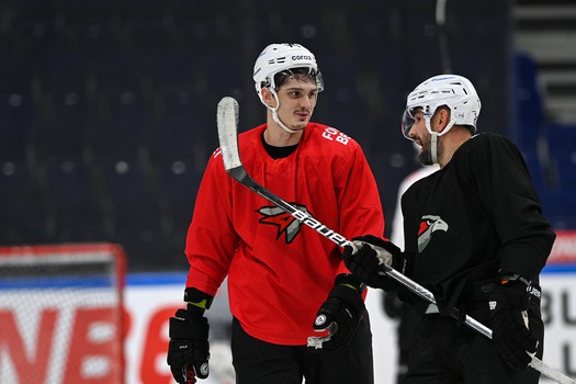 Тренировка «Авангарда» перед матчем в Уфе