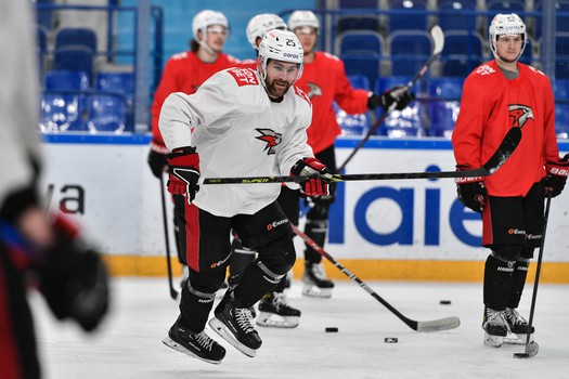 Тренировка «Авангарда» перед матчем в Нижнекамске