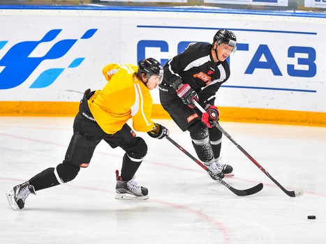 Раскатка "Авангарда" перед матчем с московским "Динамо"