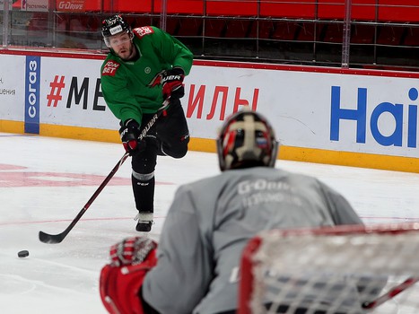 Раскатка «Авангарда» перед матчем с минским «Динамо»