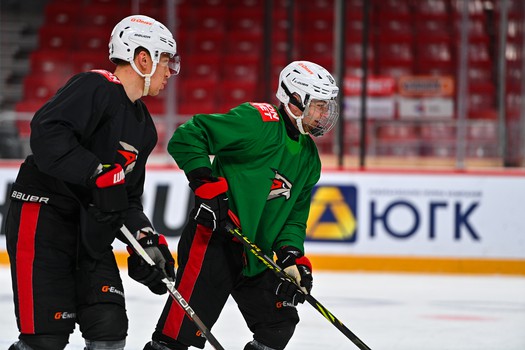 Раскатка «Авангарда» перед матчем в Челябинске