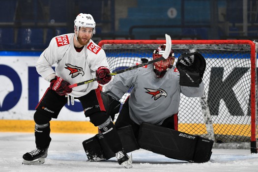 Тренировка «Авангарда» перед матчем в Нижнекамске