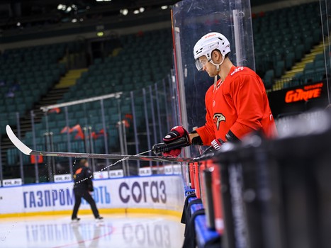 Раскатка «Авангарда» перед матчем в Санкт-Петербурге