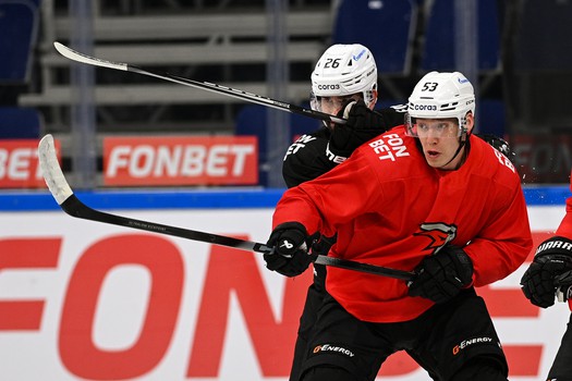 Тренировка «Авангарда» перед матчем в Уфе