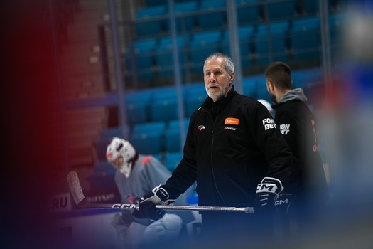 Тренировка «Авангарда» перед матчем в Астане