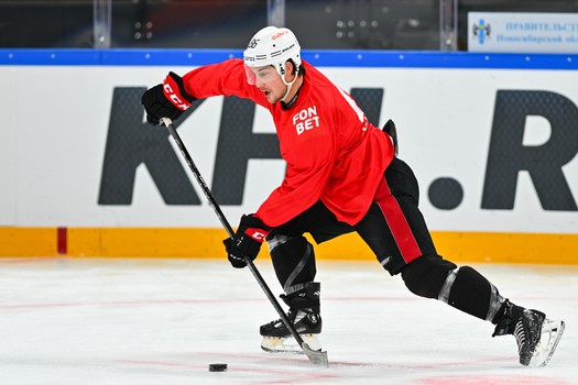 Раскатка «Авангарда» перед матчем в Новосибирске