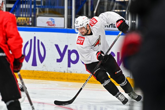 Раскатка «Авангарда» перед матчем в Уфе