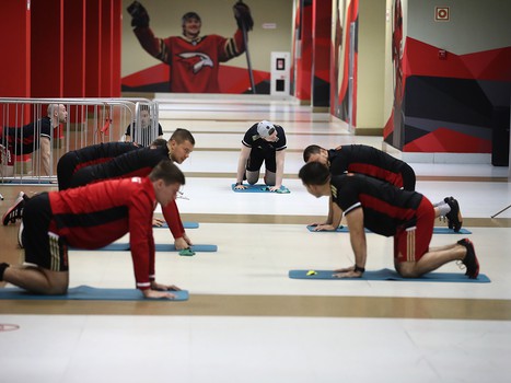 Раскатка «Авангарда» перед матчем с «Автомобилистом»