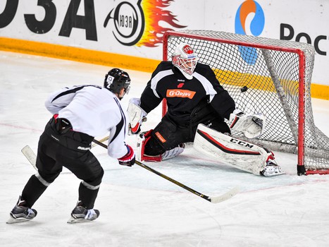 Раскатка "Авангарда" перед матчем с минским "Динамо"