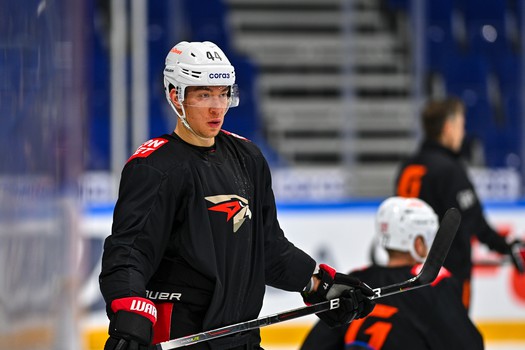 Раскатка «Авангарда» перед матчем в Уфе