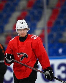 Тренировка «Авангарда» перед матчем в Нижнекамске