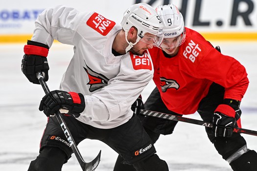 Раскатка «Авангарда» перед матчем в Челябинске