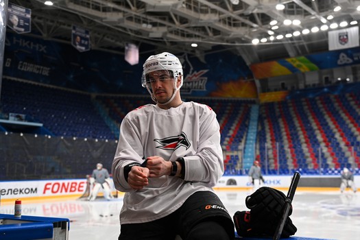 Тренировка «Авангарда» перед матчем в Нижнекамске