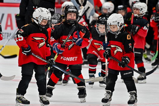Тренировка воспитанников Хоккейной Академии «Авангард» 2019 года рождения на G-Drive Арене