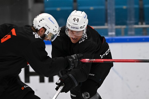 Раскатка «Авангарда» перед матчем в Астане