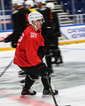 Тренировка «Авангарда» перед матчем в Уфе