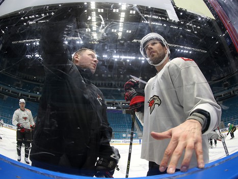 Тренировка «Авангарда» перед матчем в Нур-Султане