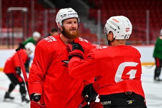 Раскатка «Авангарда» перед матчем в Челябинске