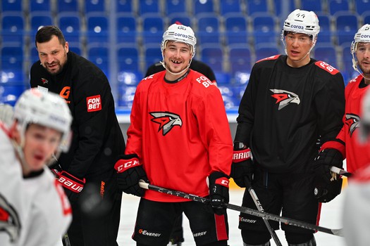 Раскатка «Авангарда» перед матчем в Нижнекамске