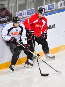 Раскатка "Авангарда" перед матчем с "Салаватом Юлаевым"