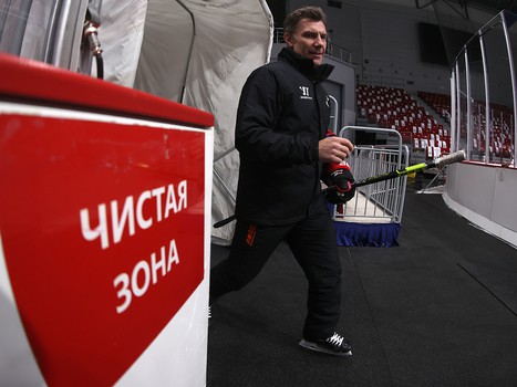 Раскатка «Авангарда» перед матчем в Челябинске