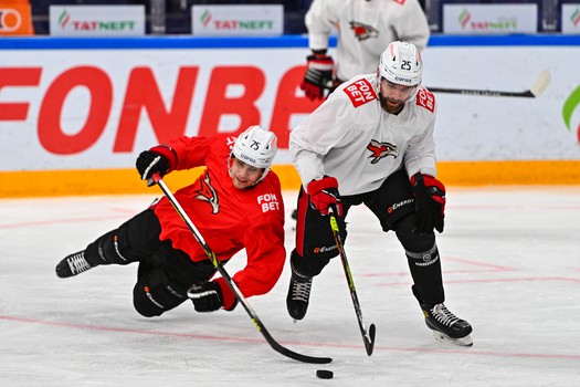 Тренировка «Авангарда» перед матчем в Казани